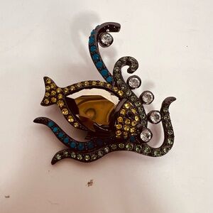 Fifth Avenue Collection Crystal Octopus Brooch with Crystal Rhinestone